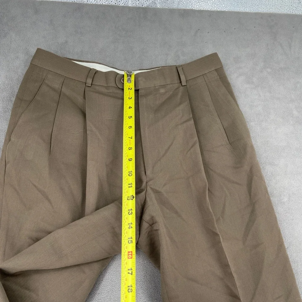 Gary Peters Mens 38 Brown Pure New Wool Pleated Cuffed‎ Dress Pants Trousers